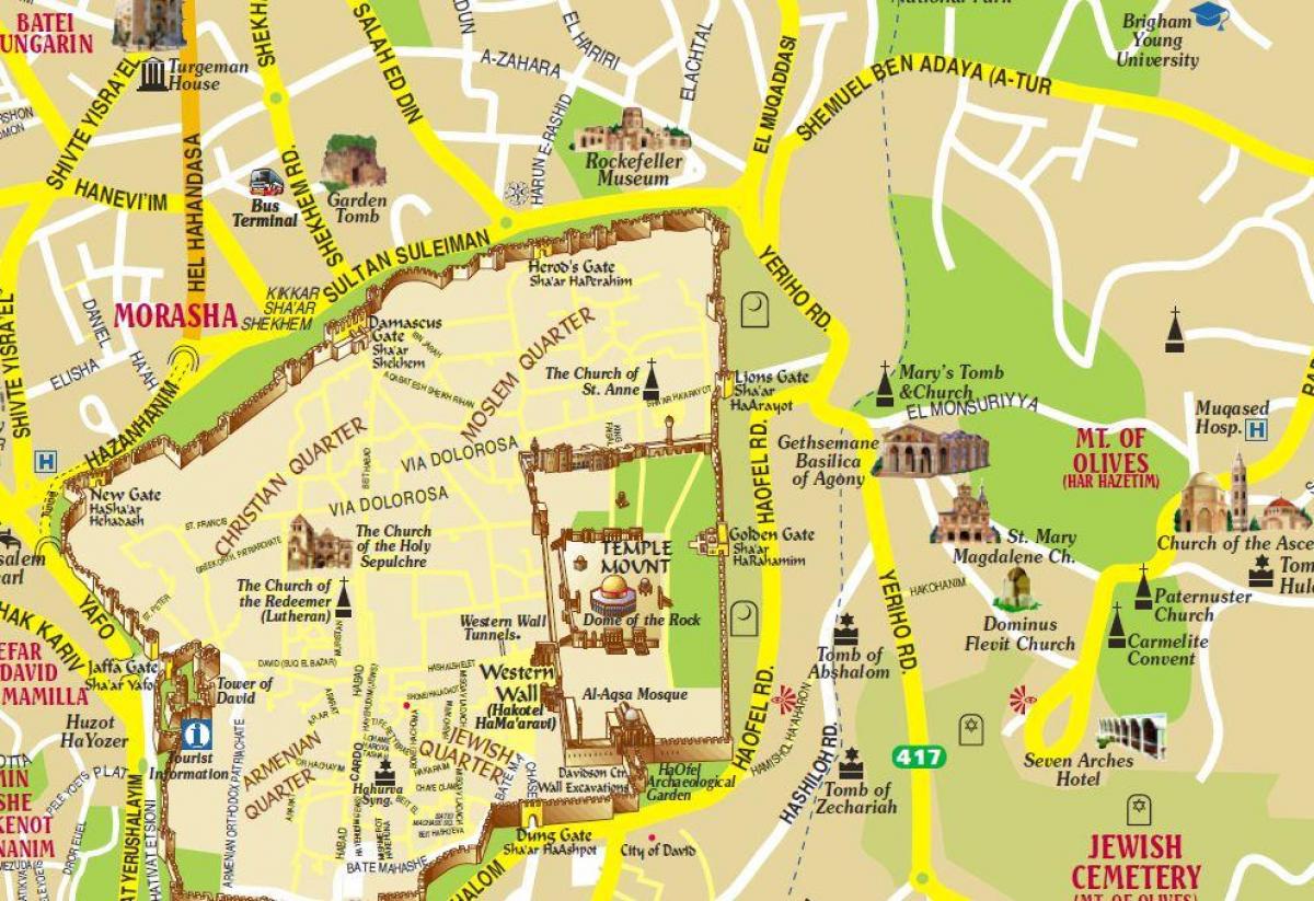 地図をマウントのオリーブやエルサレム