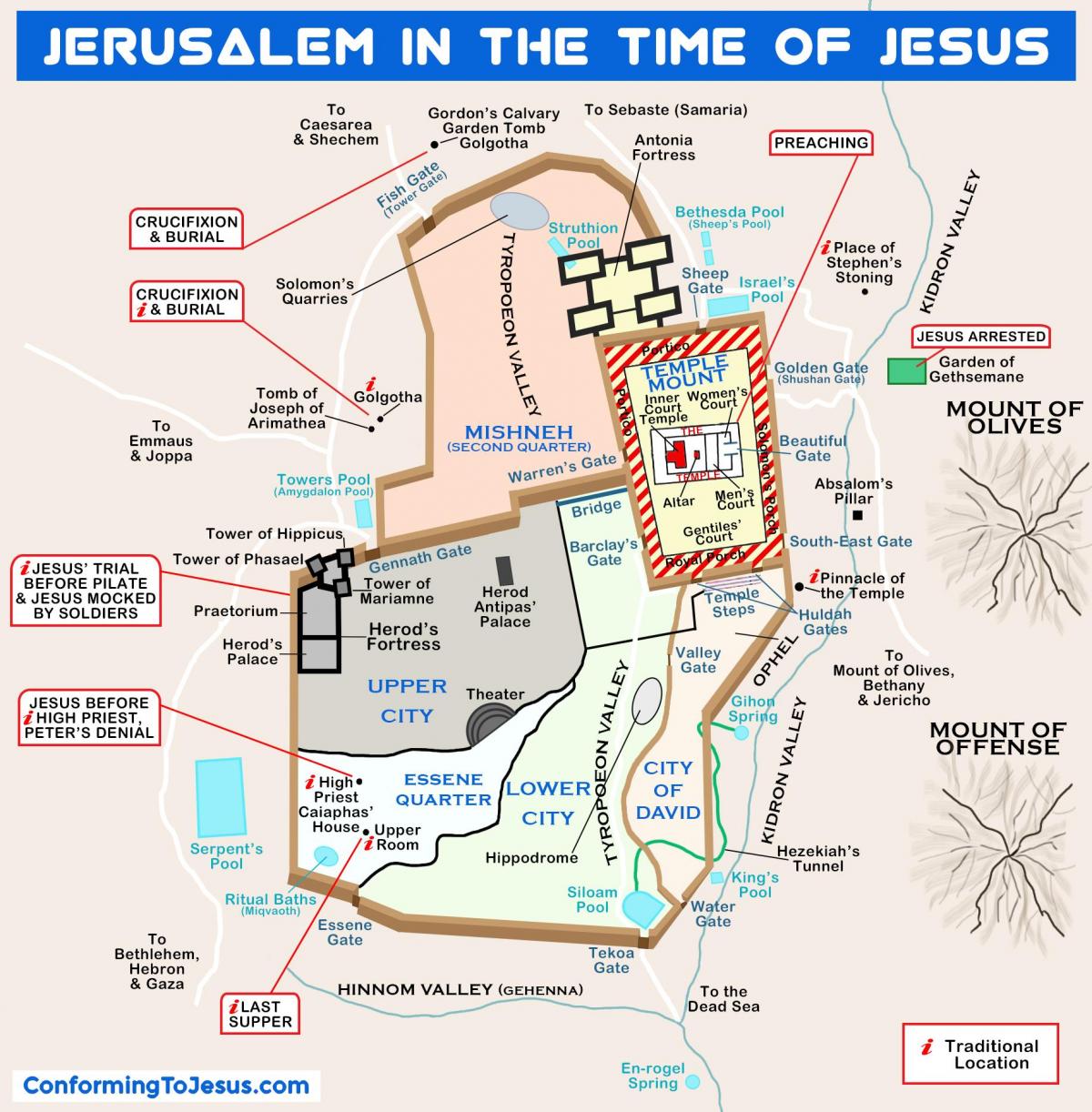 エルサレムのイエスの時間の地図