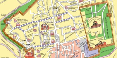 地図エルサレム(イーストエルサレム旧市街